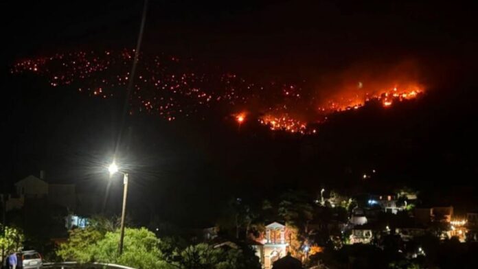 Φωτιά στη Λέσβο: Δύο μέτωπα στο Πλωμάρι απειλούν τον οικισμό