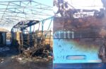 Φωτιά σε λεωφορείο δίπλα στο αεροδρόμιο Ηρακλείου, στις φλόγες και προκάτ κτίριο