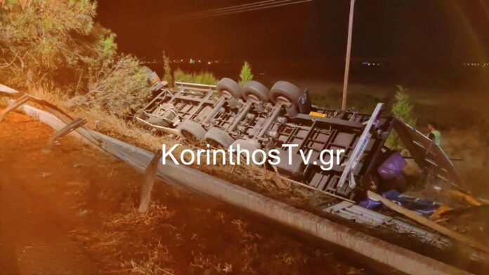 Νεκρός οδηγός νταλίκας μετά από ανατροπή στην ΕΟ Κορίνθου–Πατρών