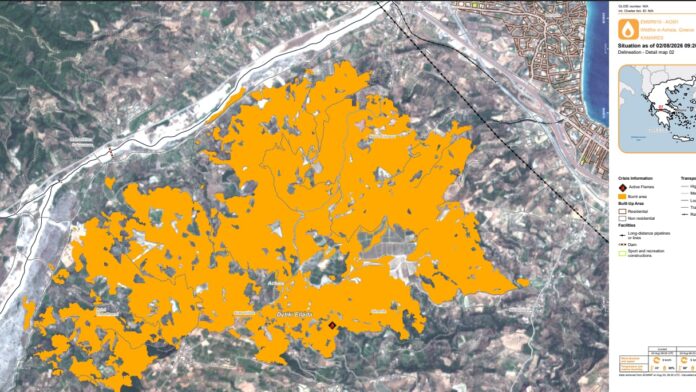 Αιγιάλεια: Σύμφωνα με το σύστημα Copernicus πάνω από 7.000 στρέμματα έγιναν στάχτη