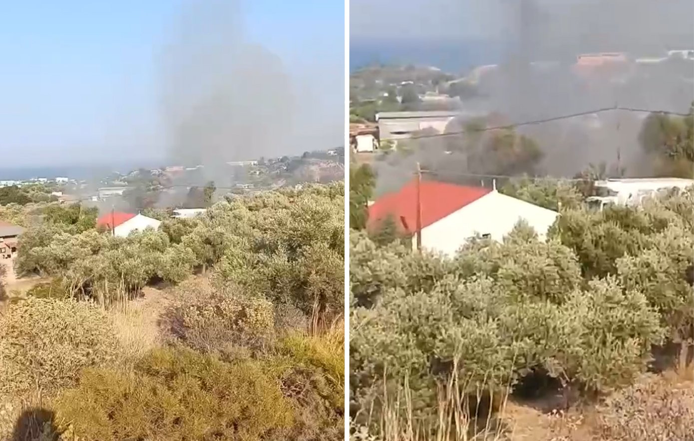 Καλυθιές Ρόδου: Ισχυρή κινητοποίηση της Πυροσβεστικής για φωτιά