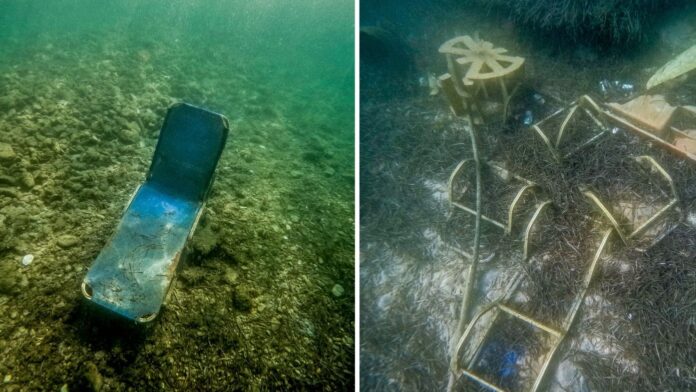 Κέρκυρα: Ξαπλώστρες και βαριά αντικείμενα στον βυθό της παραλίας Ημερολιά