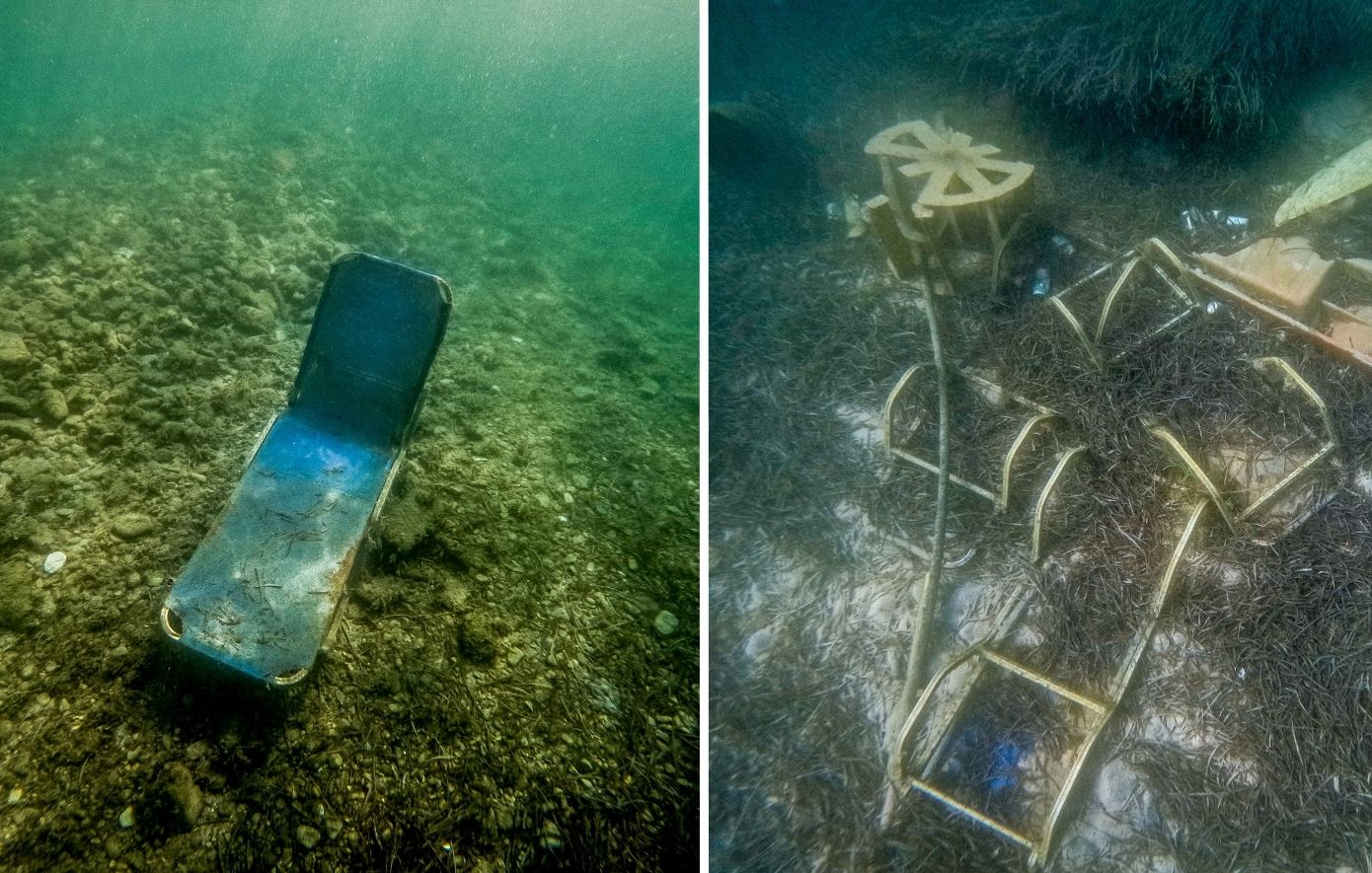 Κέρκυρα: Ξαπλώστρες και βαριά αντικείμενα στον βυθό της παραλίας Ημερολιά