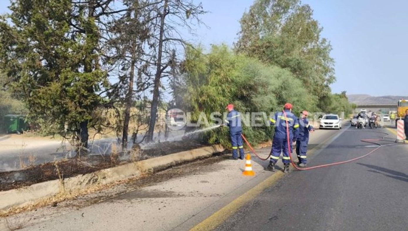 Χανιά: Διεκόπη η κυκλοφορία στον ΒΟΑΚ λόγω πυρκαγιάς