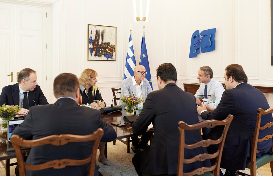 Κυριάκος Μητσοτάκης: Συνάντηση με τον διευθύνοντα σύμβουλο του Ομίλου Telekom, Tim Höttges