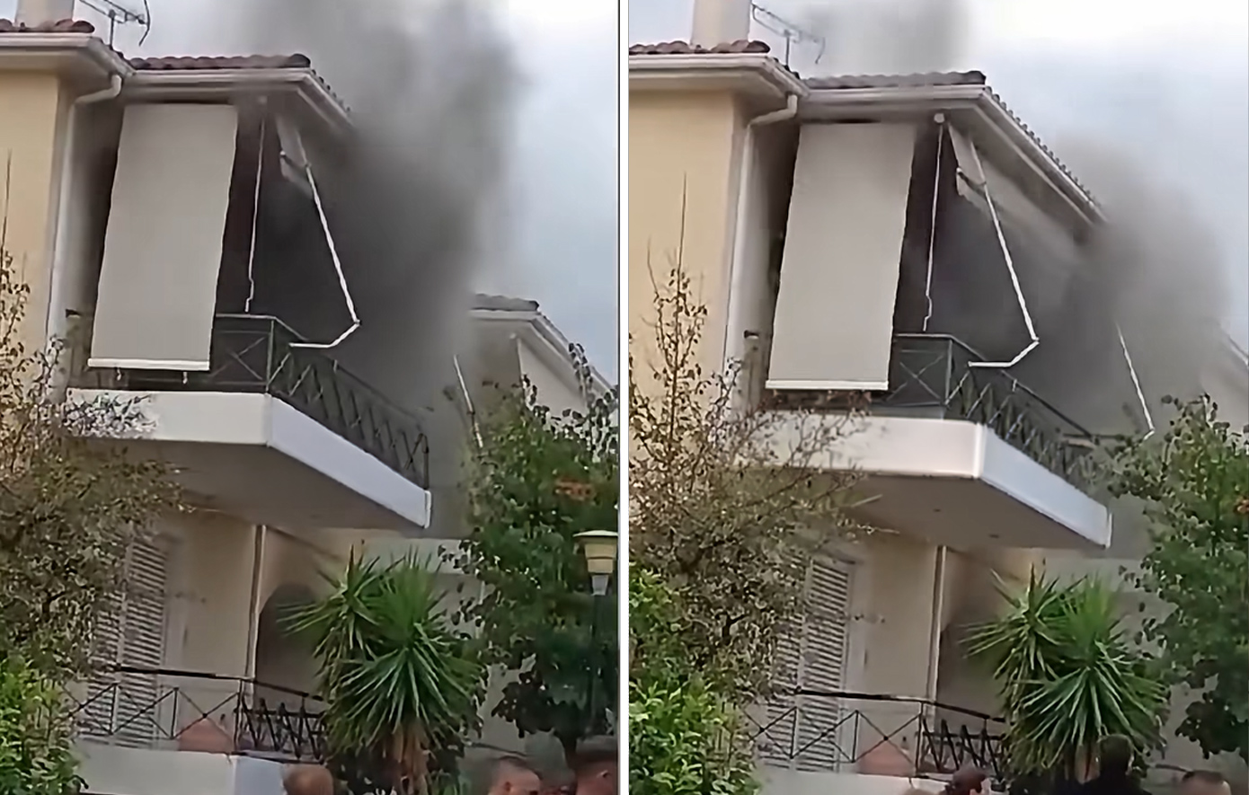 Αίγιο: Η διάσωση γυναίκας από φλεγόμενο σπίτι – Δείτε το βίντεο