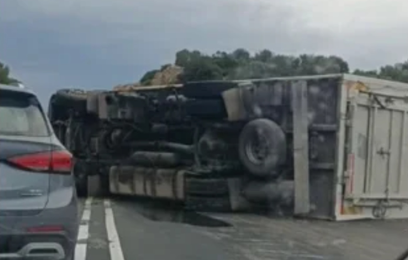 ΒΟΑΚ: Νταλίκα ανατράπηκε στις Σίσες – Νεκρά γουρούνια στην άσφαλτο