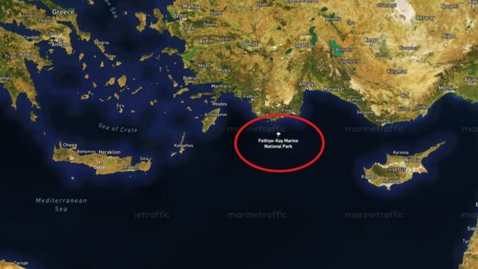 Το τουρκικό «θαλάσσιο πάρκο» που περικλείει το Καστελόριζο εμφανίστηκε στους χάρτες του MarineTraffic