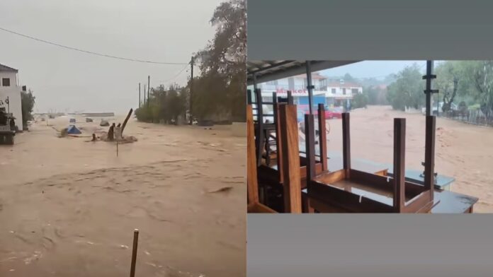 Πλατανιάς Μαγνησίας: Μήνυμα του 112 για μετακίνηση σε υψηλότερους ορόφους κτιρίων λόγω πλημμυρών