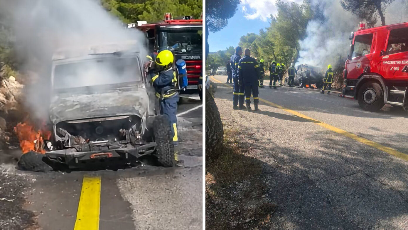 Πάρνηθα: Τζιπ κάηκε ολοσχερώς στις στροφές, ενώ η φωτιά δεν επεκτάθηκε – Δείτε βίντεο