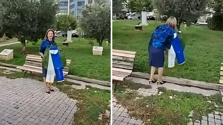 Μαρία Καρυστιανού: Κατέθεσε μόνη της στεφάνι στη Θεσσαλονίκη για την επέτειο της 28ης Οκτωβρίου