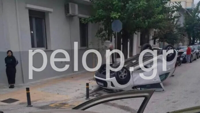 Πάτρα: Αυτοκίνητο ανατράπηκε σε σφοδρή σύγκρουση στη διασταύρωση – Τραυματίστηκε ο οδηγός