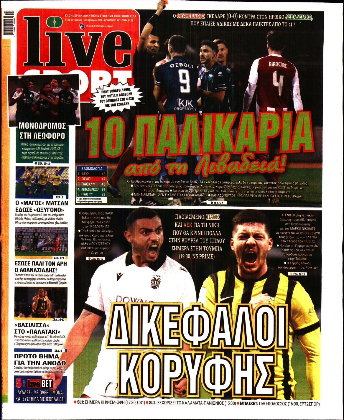 LIVE SPORT ΚΥΡΙΑΚΗΣ